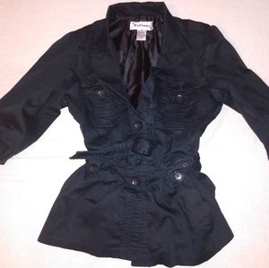 Black 3/4 Sleeve length linen jacket with belt